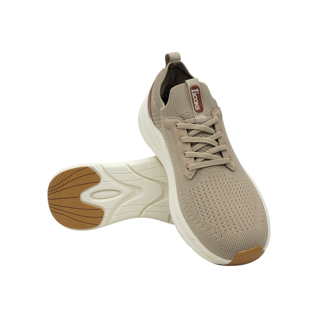1st Looks Hyperburst Knit Comfort Sneakers – Beige Brown