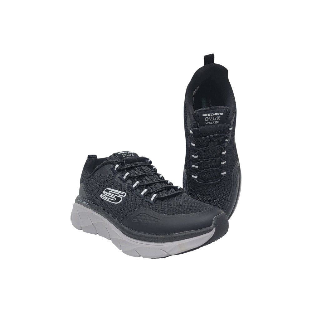 Skechers Dlux Walker Black Grey LaceUp 2.0