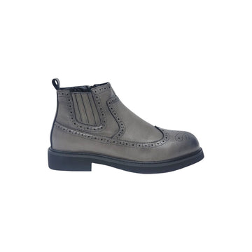 Matte Grey Brogue Chelsea Boot