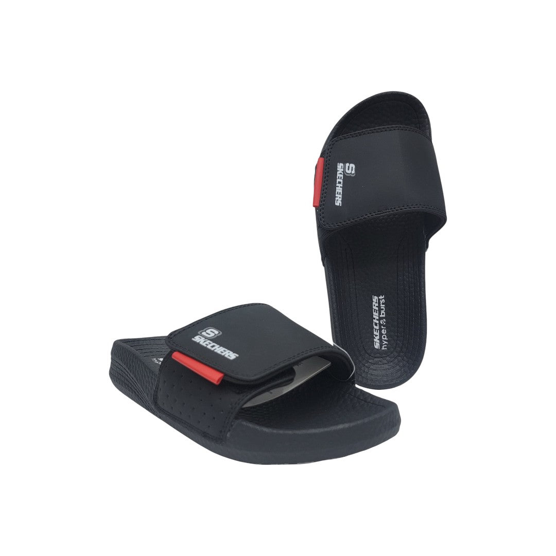 Skechers Adjustable Hyper Burst Slide Sandal – Black/Red