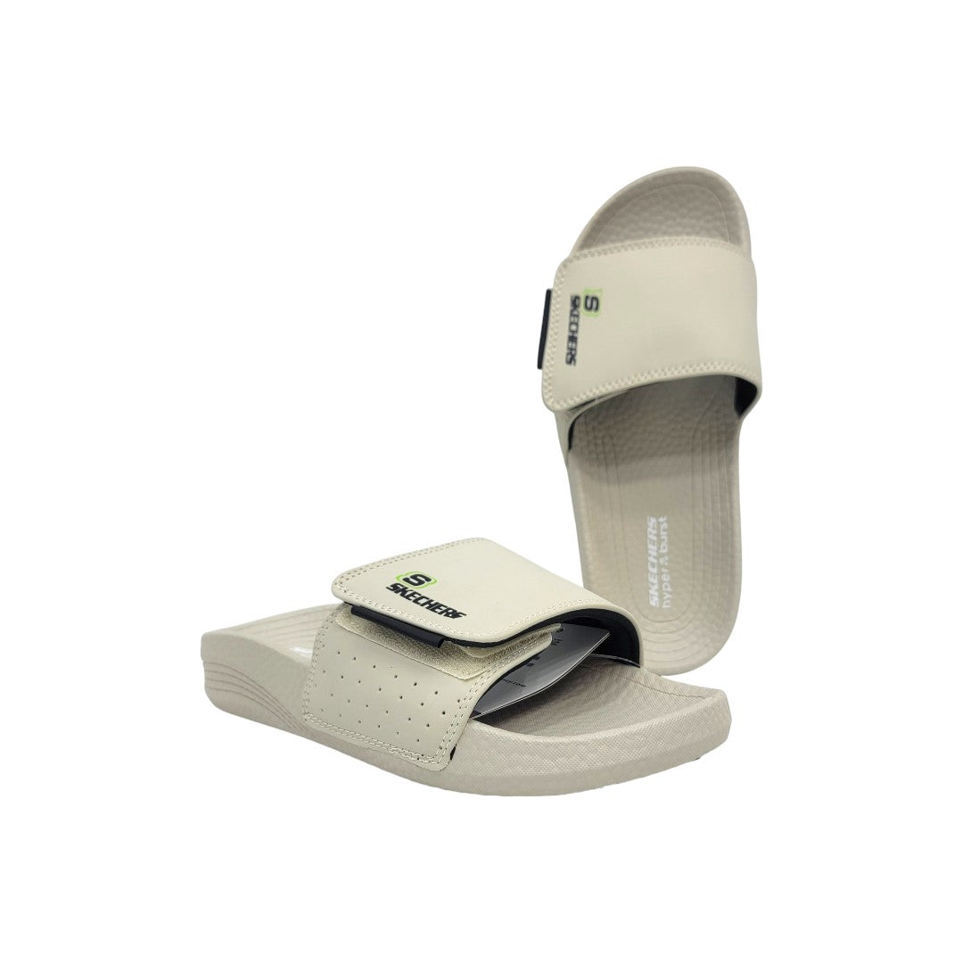 Skechers Adjustable Hyper Burst Slide Sandal – Beige/Black