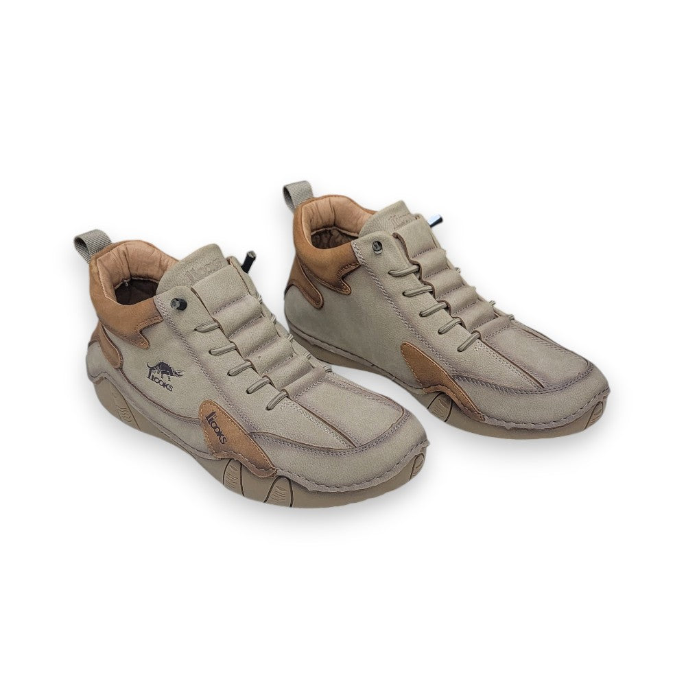 1st Look Retro High-Top Casual Sneakers Beige (F-171)