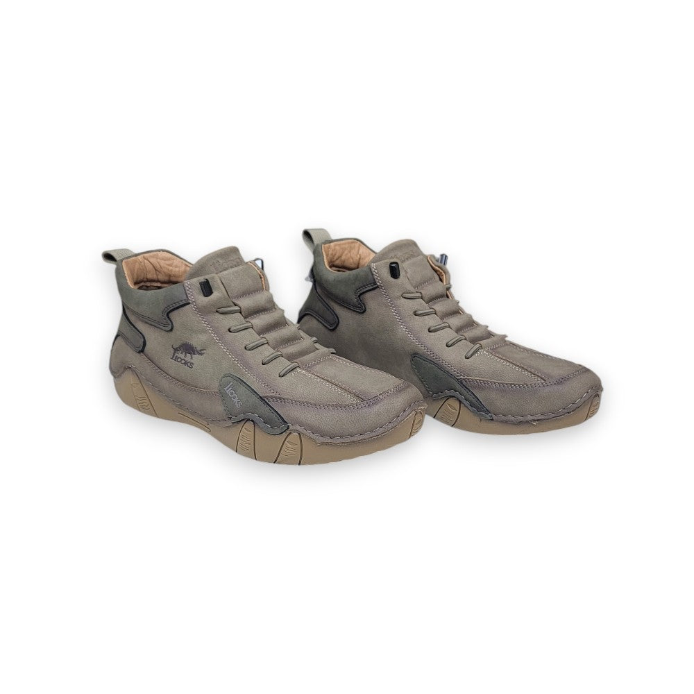 1st Look Retro High-Top Casual Sneakers – Khaki (F-171)