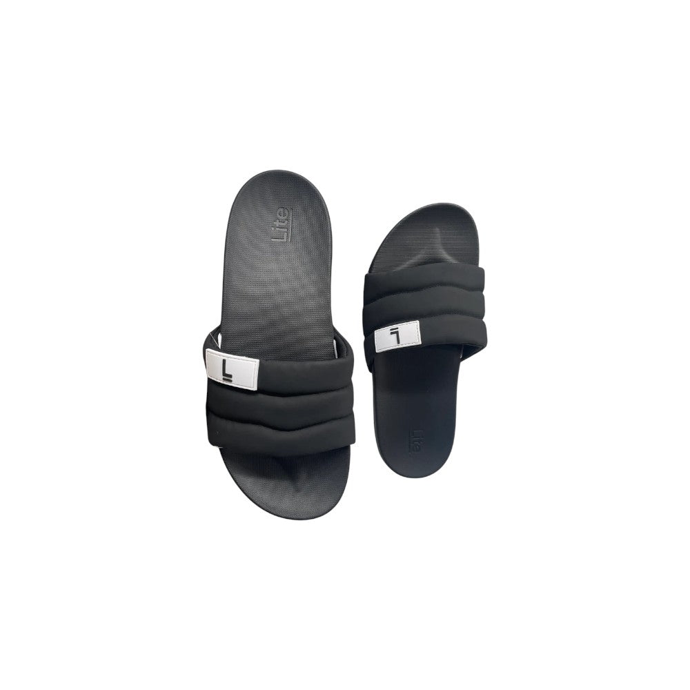 Lite Black & White Cushioned Cloud Slides for Men