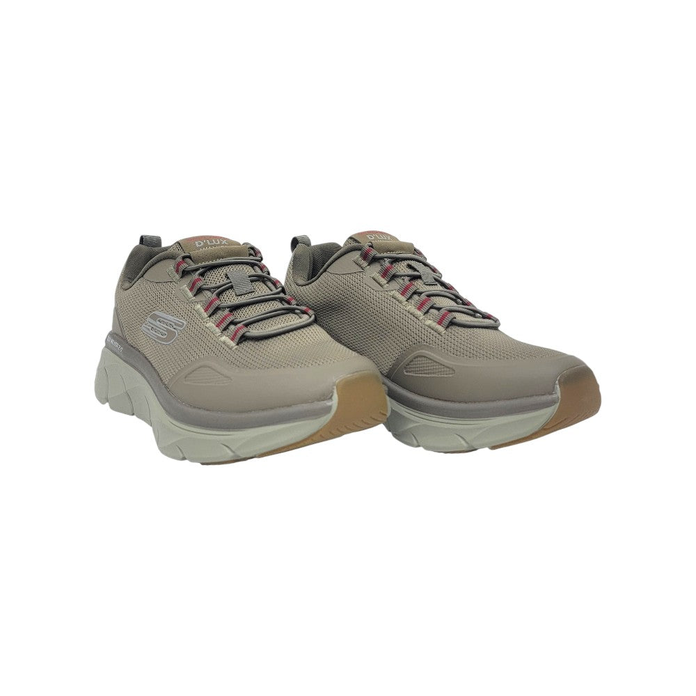 Skechers Dlux Walker Beige Grey LaceUp 2.0