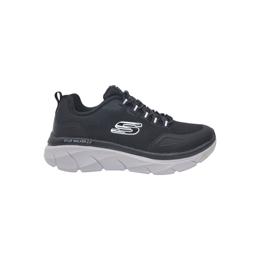 Skechers Dlux Walker Black Grey LaceUp 2.0