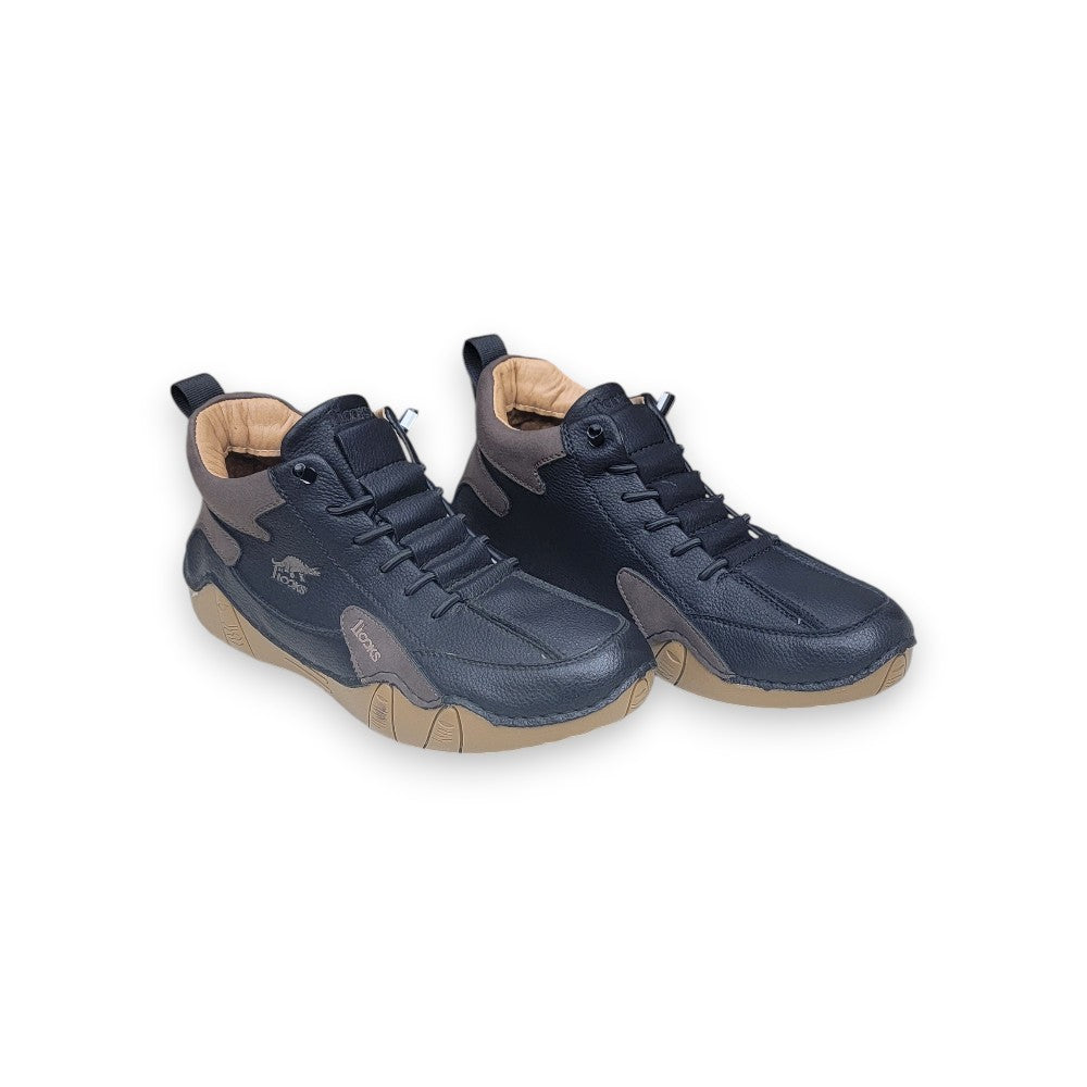1st Look Retro High-Top Casual Sneakers – Black (F-171)