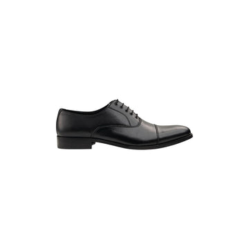 Men’s Black Leather Cap-Toe Oxford ( F133 )