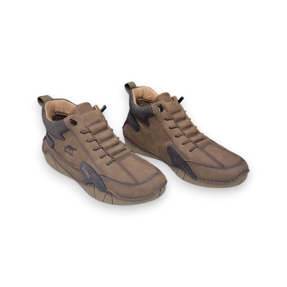 1st Look Retro High-Top Casual Sneakers – Brown (F-171)