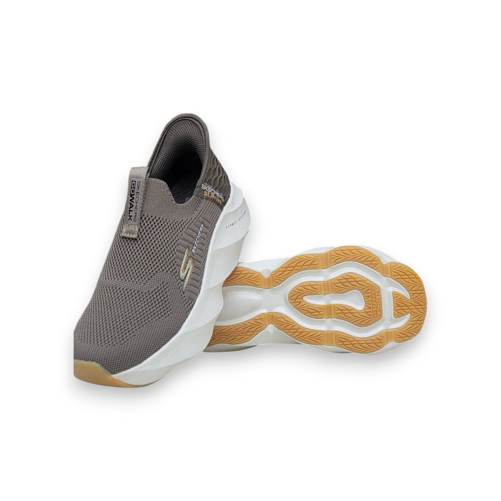 Skechers Brown Slip-On Knit Sneakers with Cushioned Sole (107)