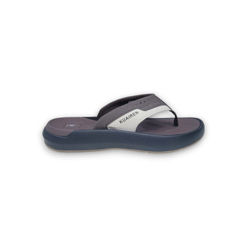 KUAIREN Men’s Comfort Flip-Flops Grey & Off-White S-27