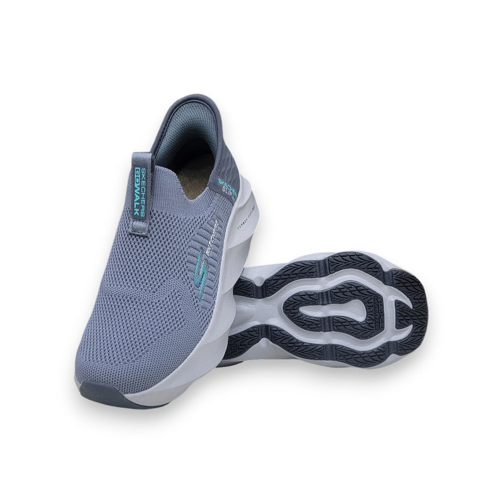 Skechers Grey Slip-On Knit Sneakers with Cushioned Sole (107)