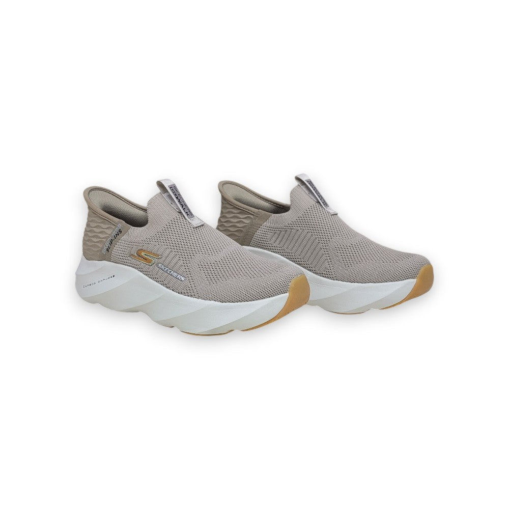 Skechers Beige Slip-On Knit Sneakers with Cushioned Sole (107)