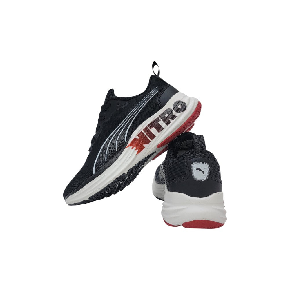 Puma Magnify Nitro 2 – Black with White Sole and Red Accent