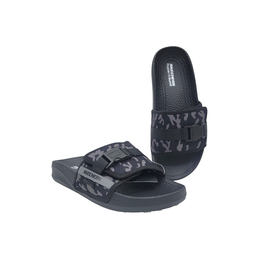 Skechers Adjustable Hyper Burst Slide Sandal – Camo Black/Grey